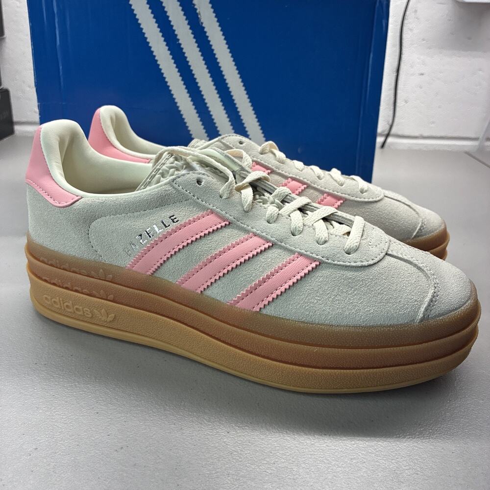 Adidas Gazelle Bold J Beige Semi Pink Spark GS Sneakers JQ7409 Size 6 Youth - Picture 1 of 7
